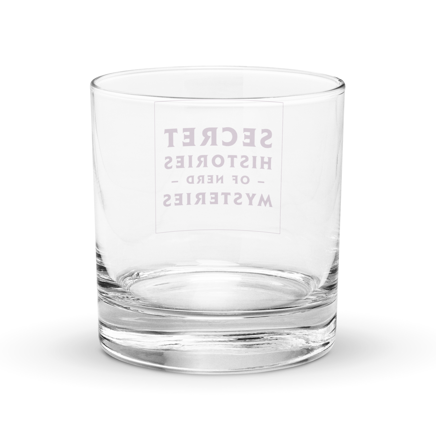 Nerd Mysteries logo rocks glass