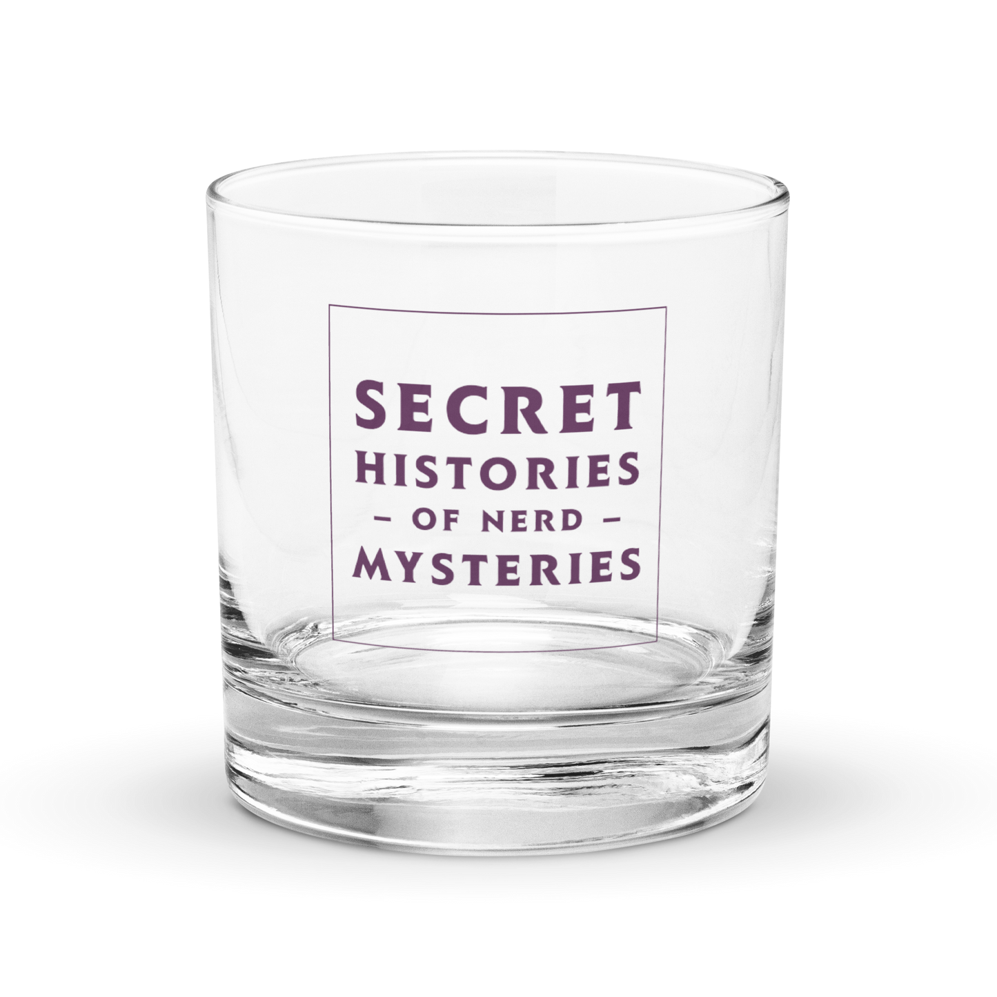 Nerd Mysteries logo rocks glass