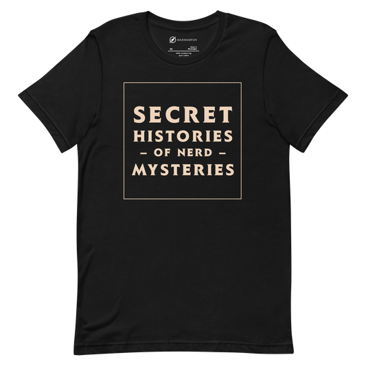 Secret Histories of Nerd Mysteries logo t-shirt